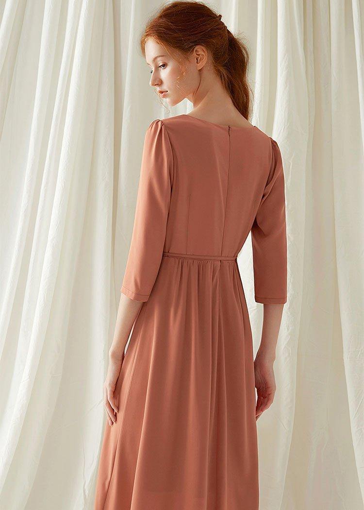 Natural Square Collar Blended Dress Tutorials Red High Waist Maxi Dresses Fall