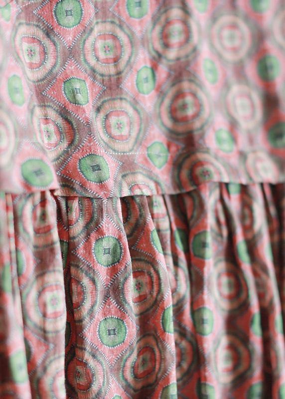Natural V Neck Pockets Summer for Shirts Chocolate Print Robe Dress