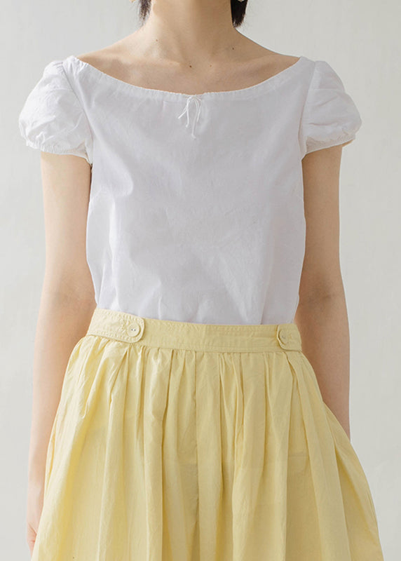 Natural White O-neck Patchwork Cotton T Shirt Summer