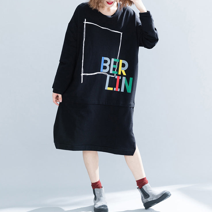 Natural Black Cotton Dresses Pakistani Wardrobes Letter Short Dresses