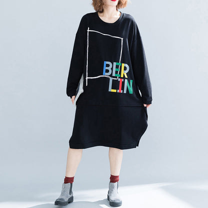 Natural Black Cotton Dresses Pakistani Wardrobes Letter Short Dresses