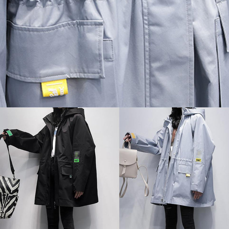 Natural Black Tunic Coat Work Hooded Cinched Coats
