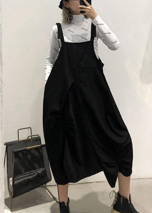 Natural Black Cotton Quilting Clothes Spaghetti Strap Cinched Cotton Robes Dress