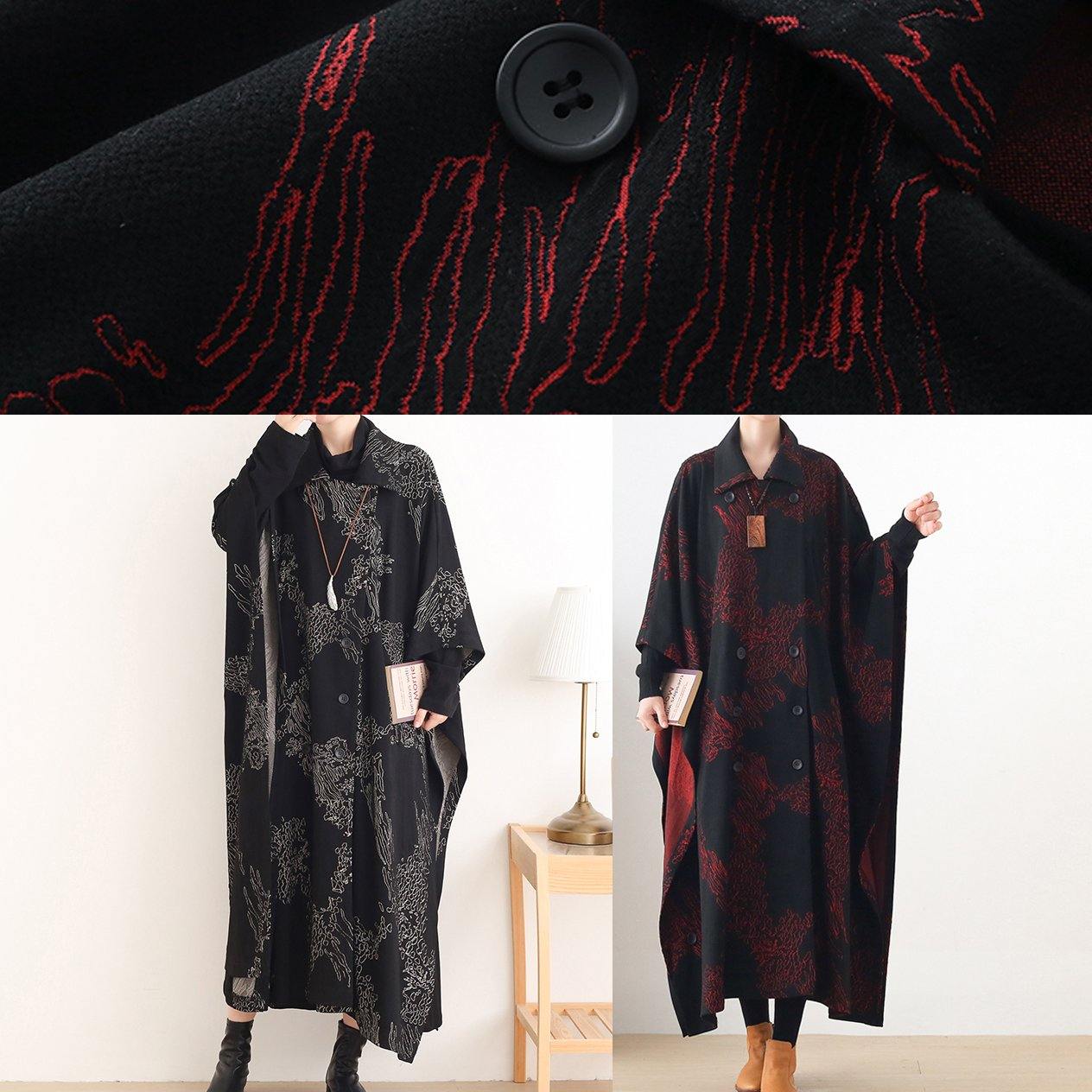 Natural Burgundy Print Clothes for Notched Asymmetric Outwears