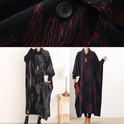 Natural Burgundy Print Clothes for Notched Asymmetric Outwears