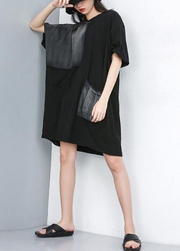 Natural Cotton Clothes Fine Summer Round Neck Half Sleeve Dress