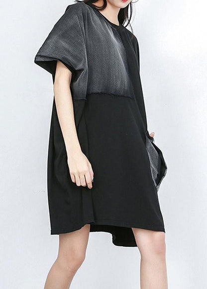 Natural Cotton Clothes Fine Summer Round Neck Half Sleeve Dress