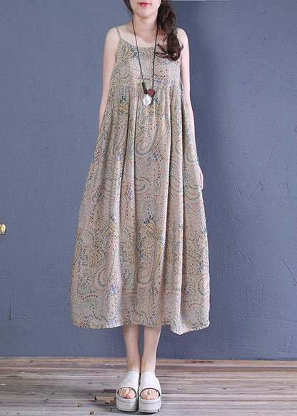 Natural Cotton Clothes Spaghetti Strap Robe Summer Dress