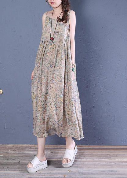 Natural Cotton Clothes Spaghetti Strap Robe Summer Dress