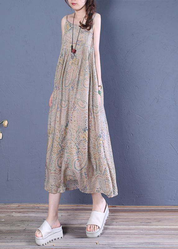Natural Cotton Clothes Spaghetti Strap Robe Summer Dress