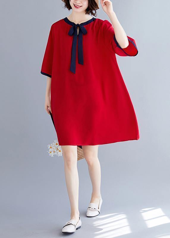 Natural Half Sleeve Chiffon Clothes for Neckline Red a Line Dresses Summer