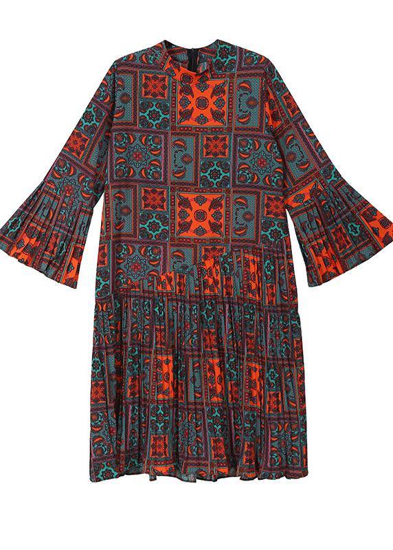 Natural Lantern Sleeve Chiffon Fall Outfit Design Yellow Prints Chiffon Robes Dresses