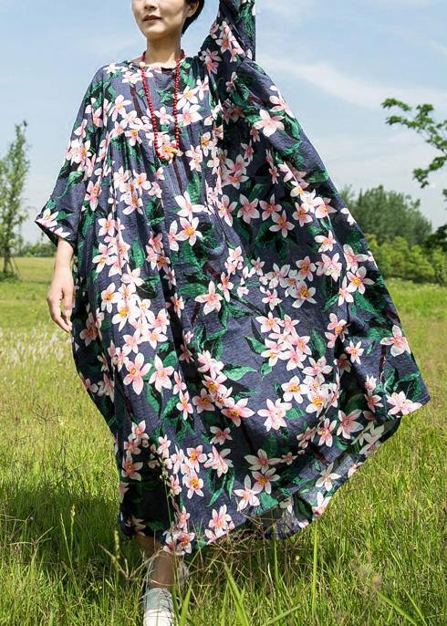 Natural O Neck Half Sleeve Chiffon Clothes for Ideas Navy Print Dress Summer