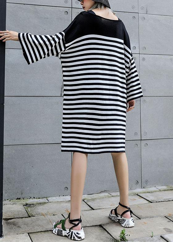Natural Patchwork Cotton Quilting Dresses Work Striped Dress Summer