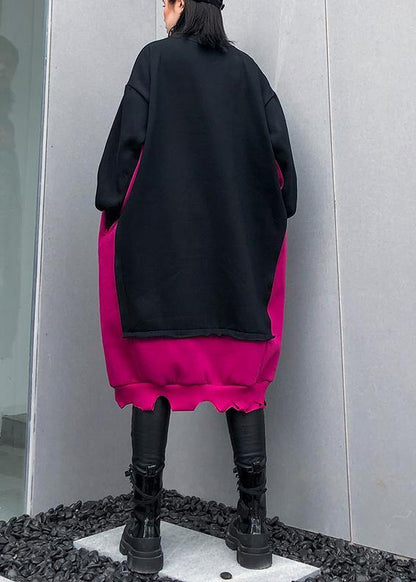Natural Patchwork Cotton Winter Tunic Ideas Black Cartoon Print Dresses