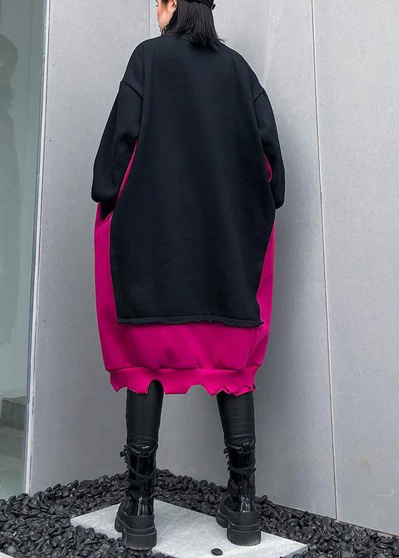 Natural Patchwork Cotton Winter Tunic Ideas Black Cartoon Print Dresses