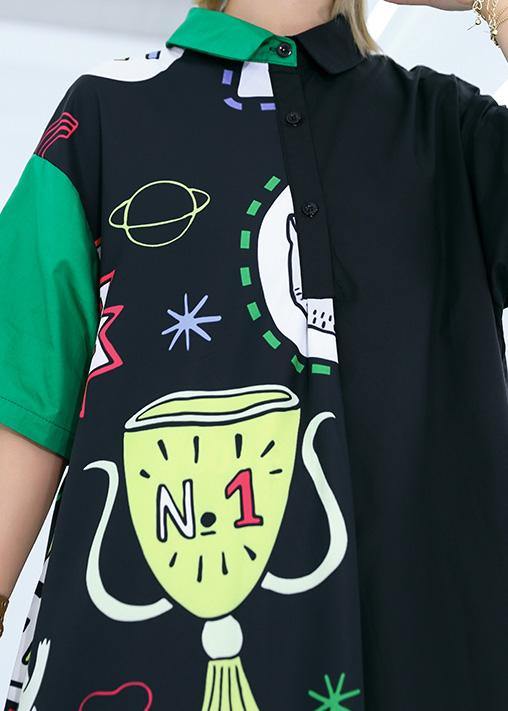 Natural Prints Cotton Clothes Sewing Black Patchwork Long Dress Summer