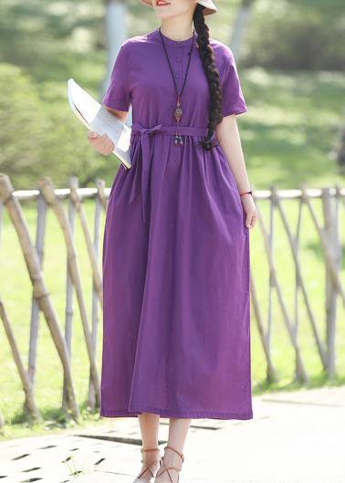 Natural Purple Linen Soft Surroundings Fine Inspiration Short Sleeve Loose Summer Dress