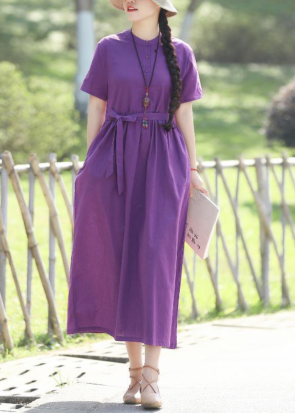 Natural Purple Linen Soft Surroundings Fine Inspiration Short Sleeve Loose Summer Dress