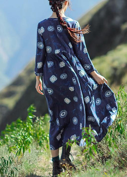 Natural Red Print Cotton Soft Surroundings V Neck Drawstring Love Summer Dresses