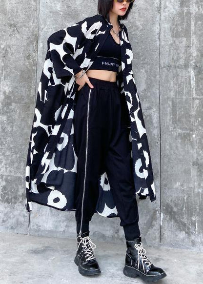 Natural Stand Collar Asymmetric Quilting Dresses Inspiration Black Print Dresses