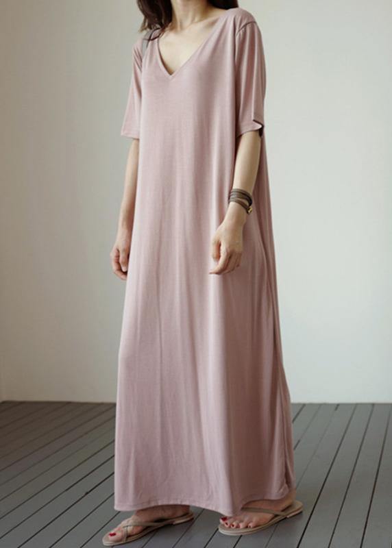 Natural V Neck Baggy Cotton Tunics Work Gray Cotton Dress