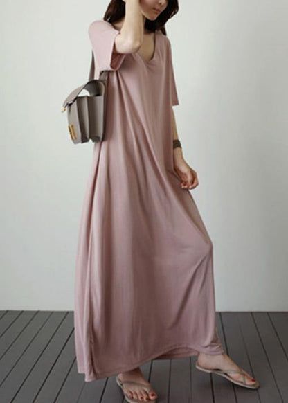 Natural V Neck Baggy Cotton Tunics Work Gray Cotton Dress