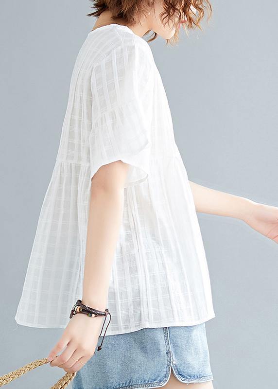 Natural White Cotton Linen Tunic Top Organic Tutorials O Neck Half Sleeve Oversized Summer Shirt