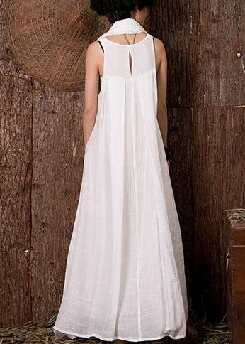 Natural White Linen Outfit Sleeveless Dresses Summer Dresses