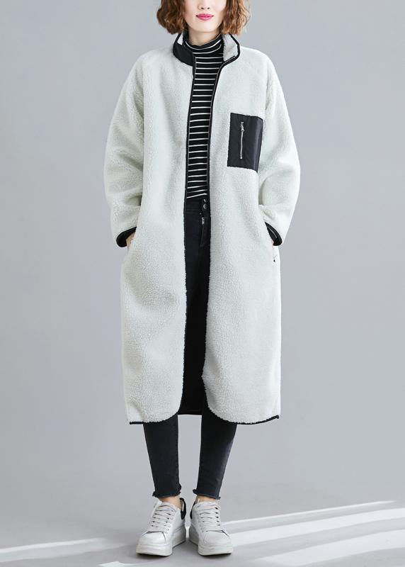 Natural Zippered Patchwork Tunics White Box Coats
