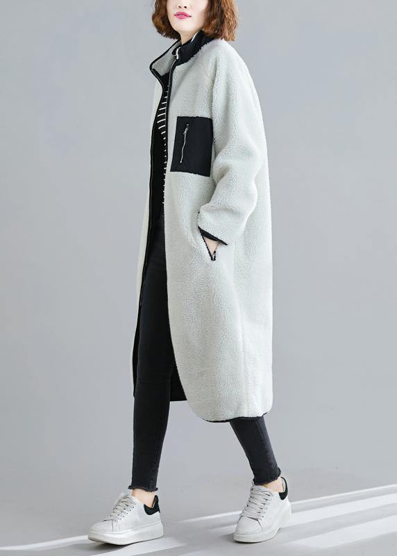Natural Zippered Patchwork Tunics White Box Coats
