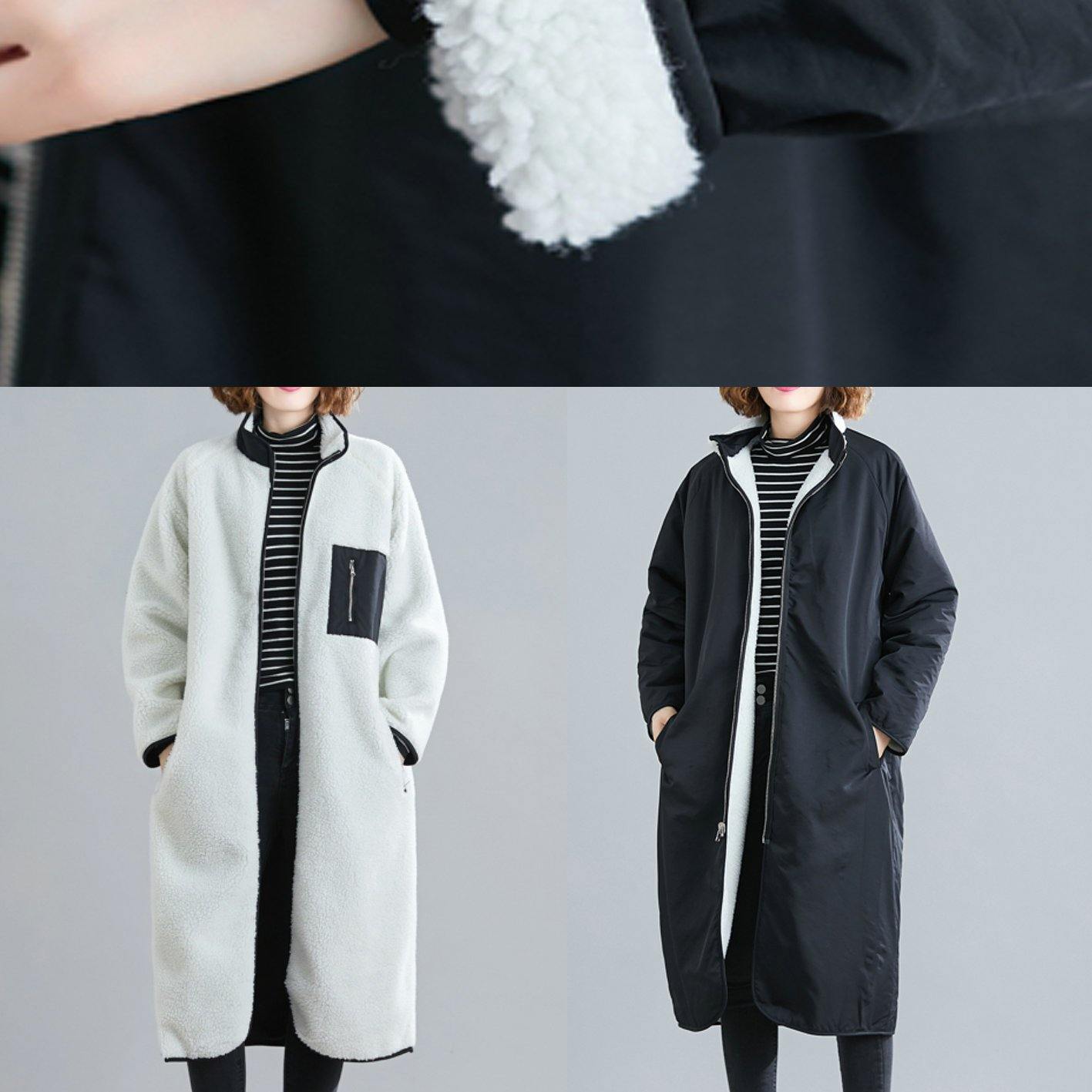 Natural Zippered Patchwork Tunics White Box Coats