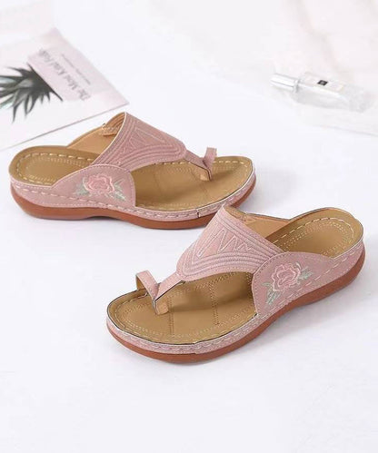 Navy Wedge Faux Leather European and American Style Slide Sandals
