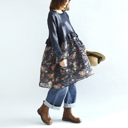 Navy Patchwork Cotton Dresses Maternity Dress Sweet Knit Sweaters