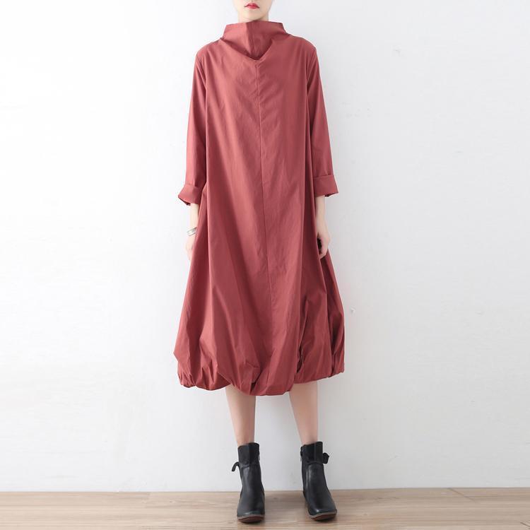New Fall Dresses Pink Baggy Maxi Dress Caftans Oversized Gown High Neck