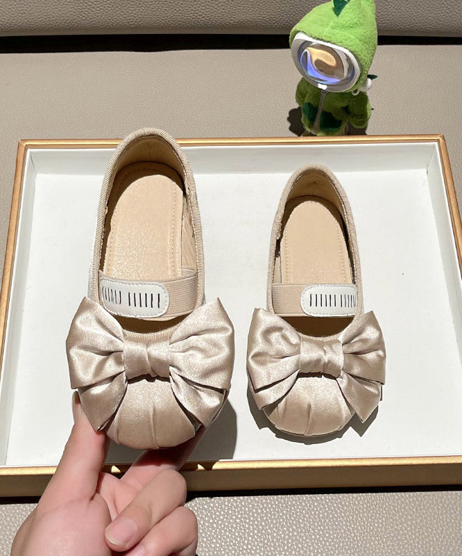 New Apricot Bow Splicing Flat Shoes