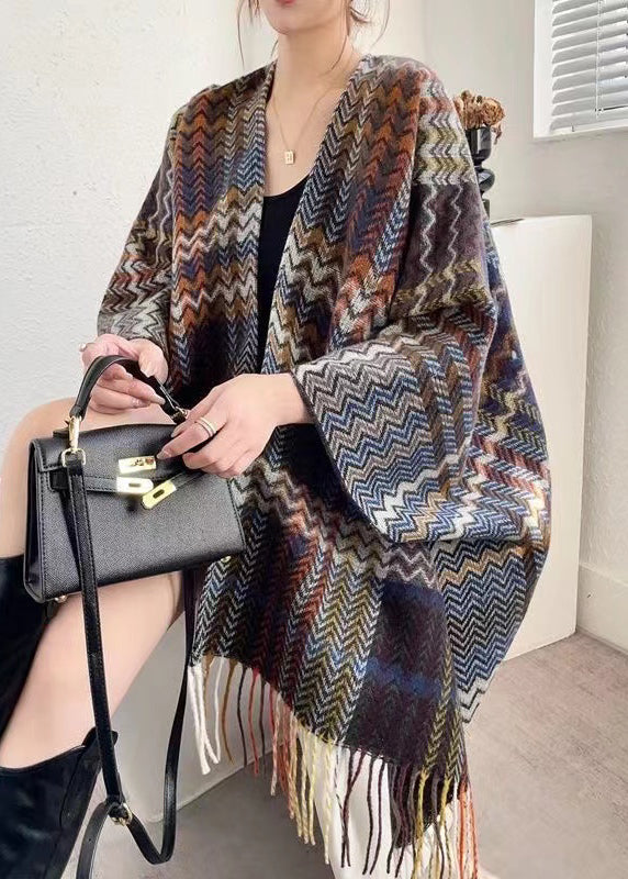 New Autumn and Spring Style Black Coffee Tassel Shawl