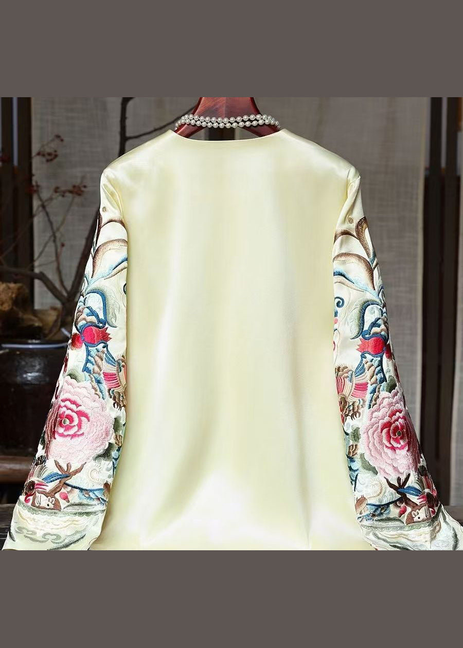 New Black Print Chinese Button Silk Coats Spring