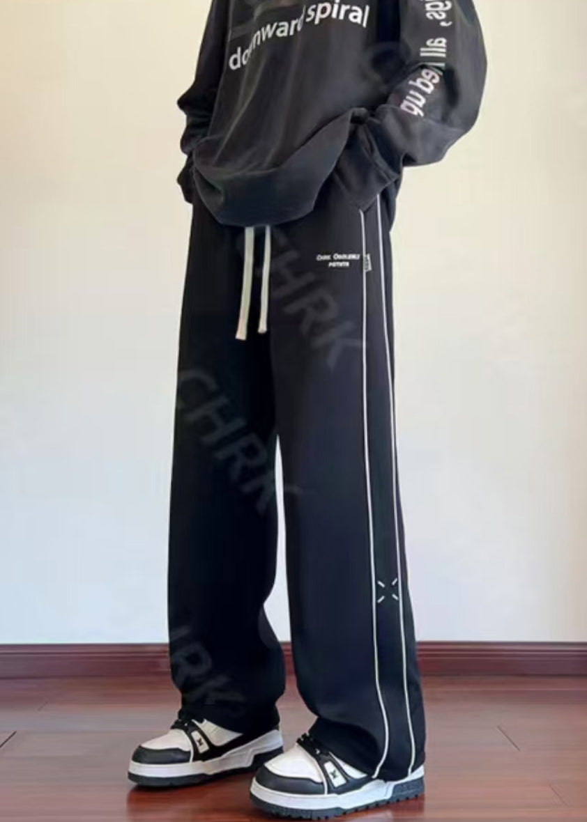 New Black Embroideried Patchwork Cotton Pants Spring