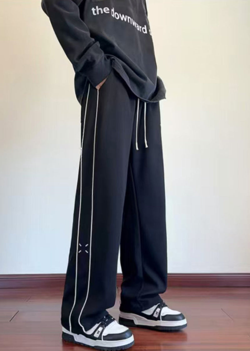 New Black Embroideried Patchwork Cotton Pants Spring