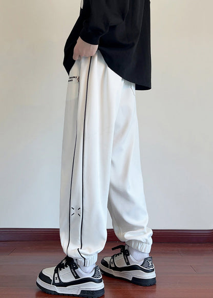 New Black Embroideried Patchwork Cotton Pants Spring