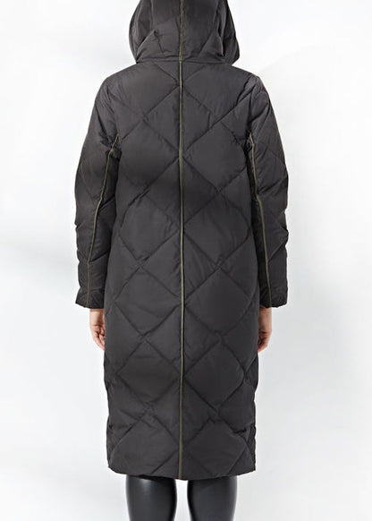 New Black Hooded Button Pockets Cotton Blend Coat Winter