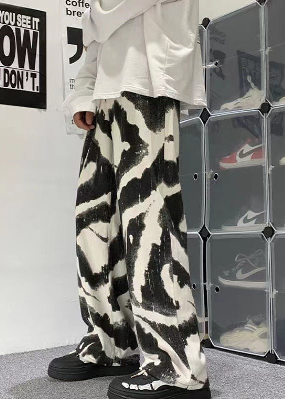 New Black Oversized Tie Dye Cotton Pants Clothing Spring