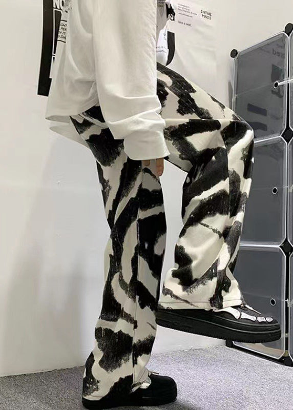 New Black Oversized Tie Dye Cotton Pants Clothing Spring