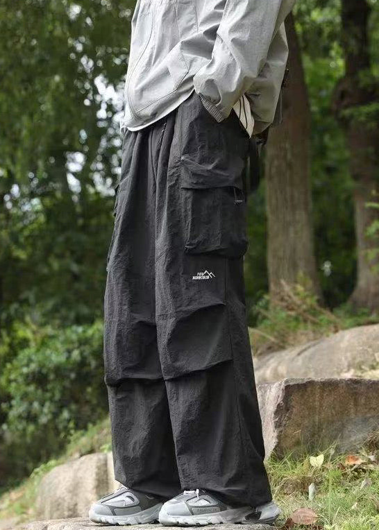 New Black Pockets Cotton Pants Spring