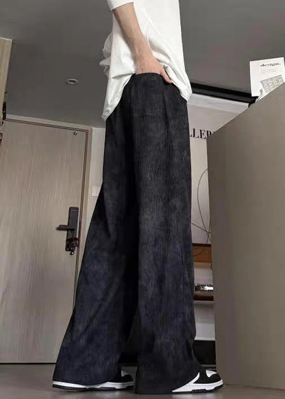 New Black Tie Dye Elastic Waist Cotton Pants Summer