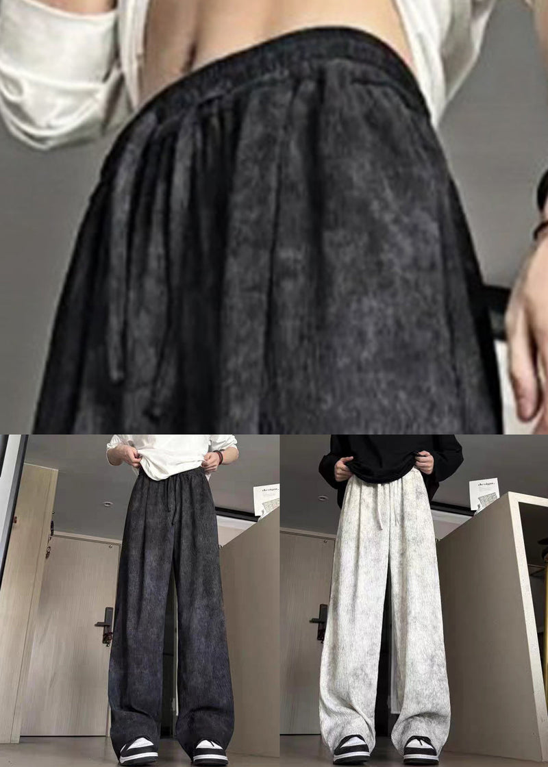 New Black Tie Dye Elastic Waist Cotton Pants Summer