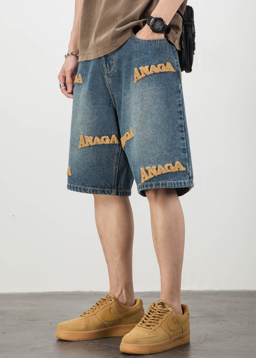 New Blue Letter Pockets Pants Shorts Summer
