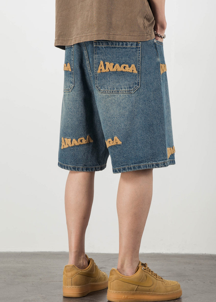 New Blue Letter Pockets Pants Shorts Summer