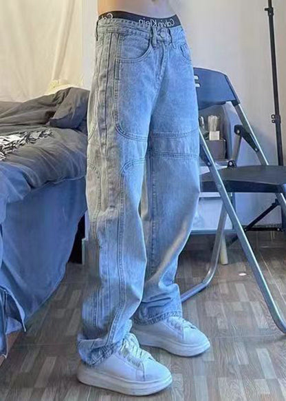 New Blue Pockets High Waist Denim Pants Summer